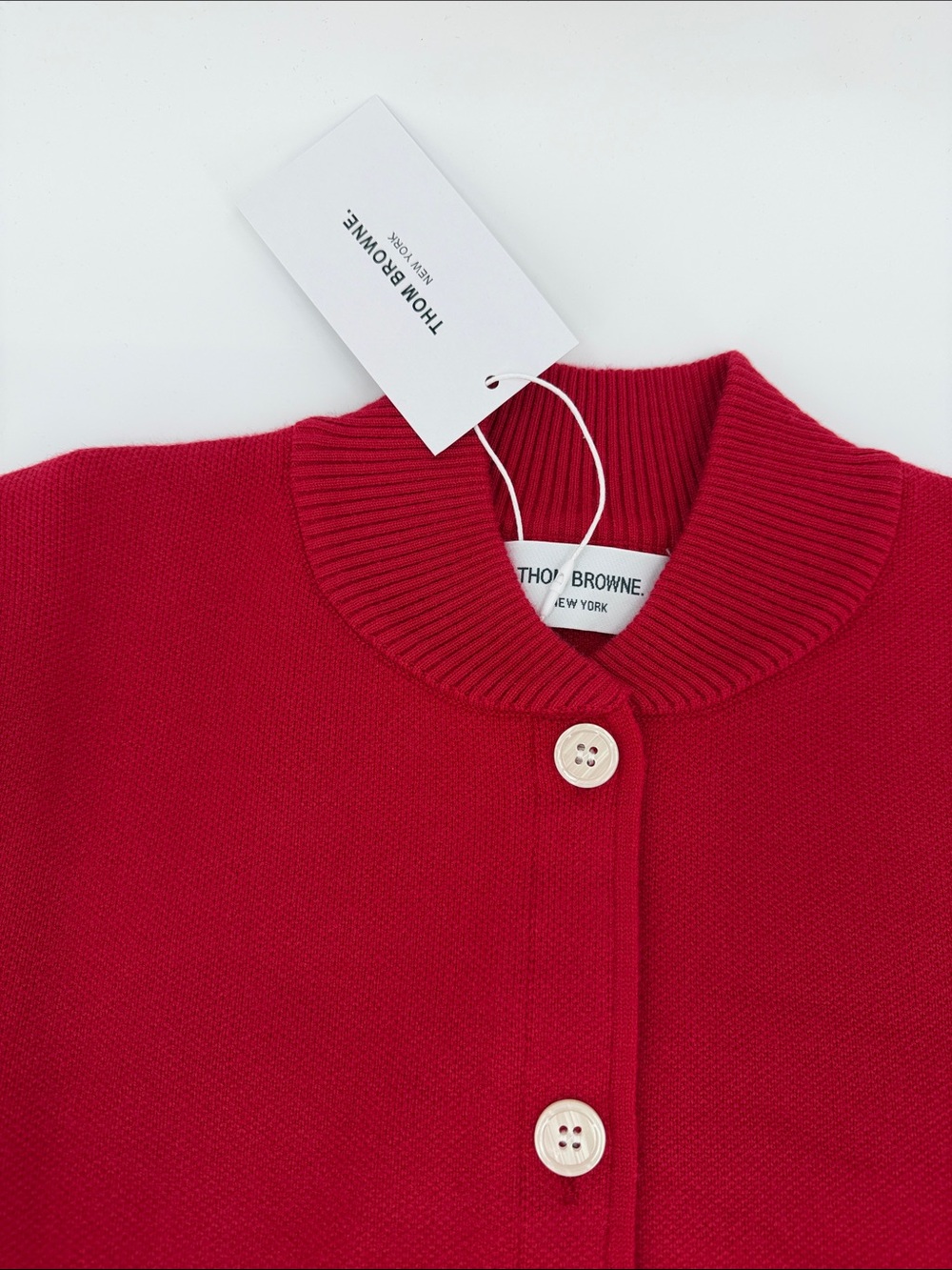 Thom Browne Red Button-Front Sweater Jacket - Picture 4 of 9